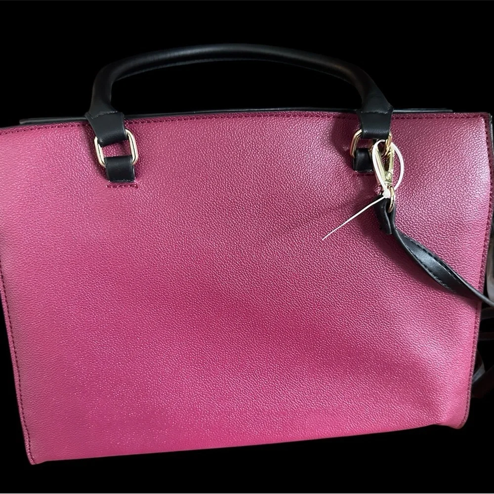 NWT Trina Turk - Wine/Tan; Double Handle/Cross Body Purse with Card Holder - Picture 4 of 10